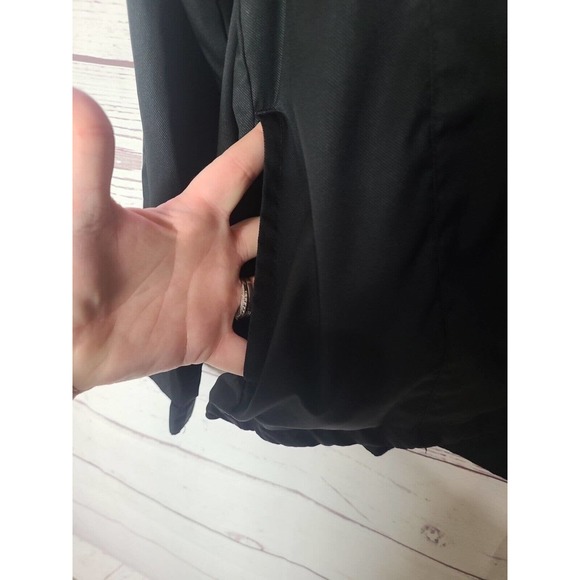 Nike Black White Swoosh Logo Full Zip Athletic Windbreaker Jacket Womans Size XL - Picture 4 of 5